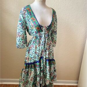Turquoise Boho Open Back Dress India Boutique
